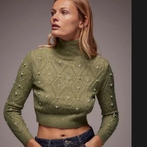 NWT Zara Knit Pearl Sweater
